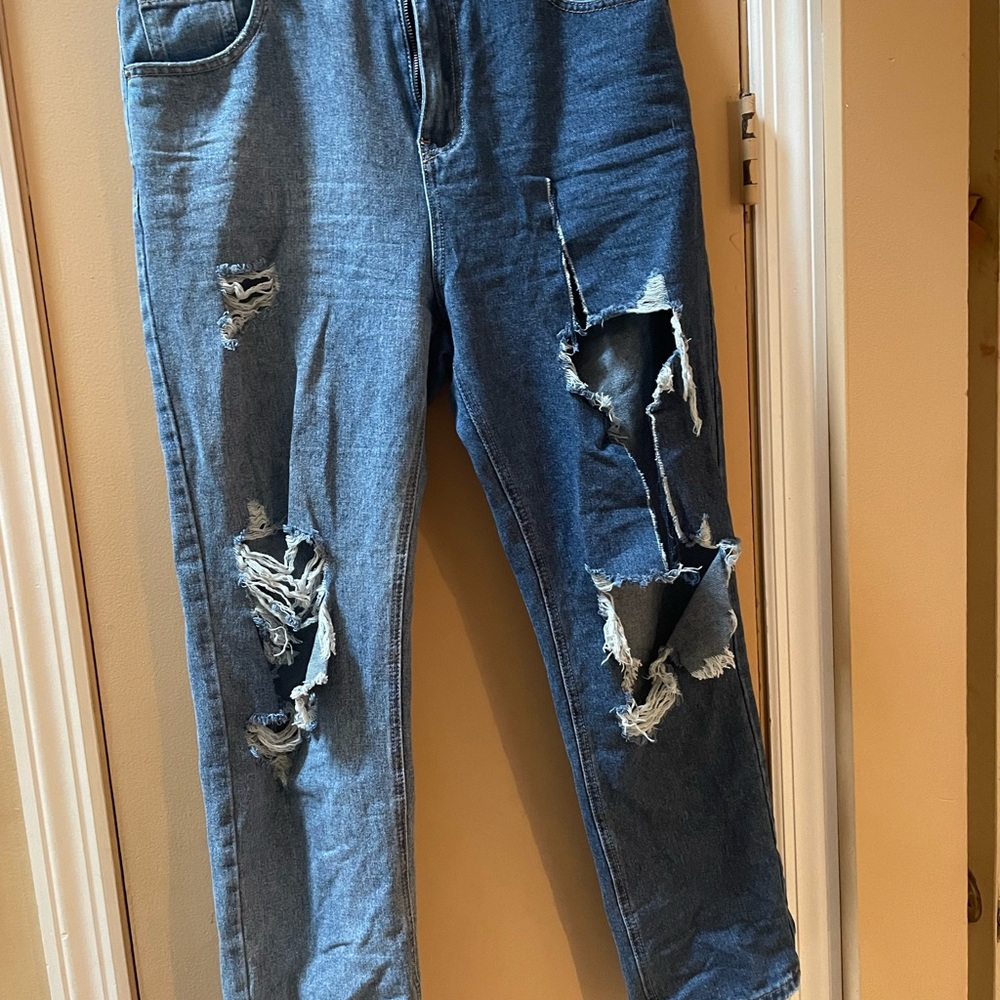 Shein Bi-Color Ripped Jeans